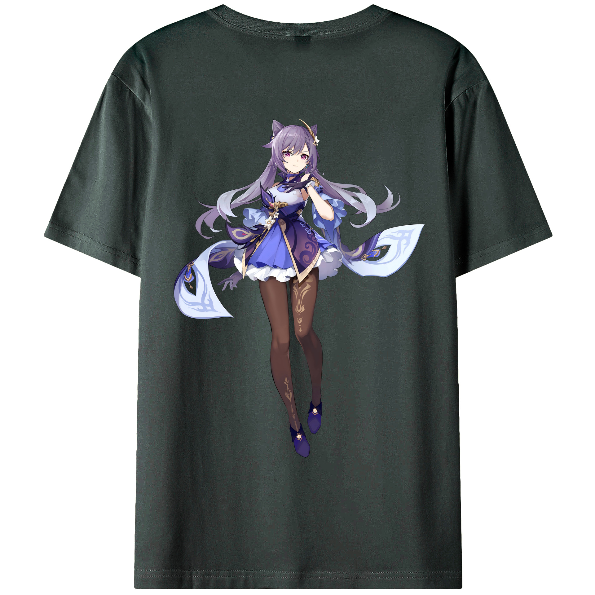 げんし神 刻晴 こくせい genshin Kokusei 綿100％ メンズ半袖Tシャツ（バックプリント） 通気性